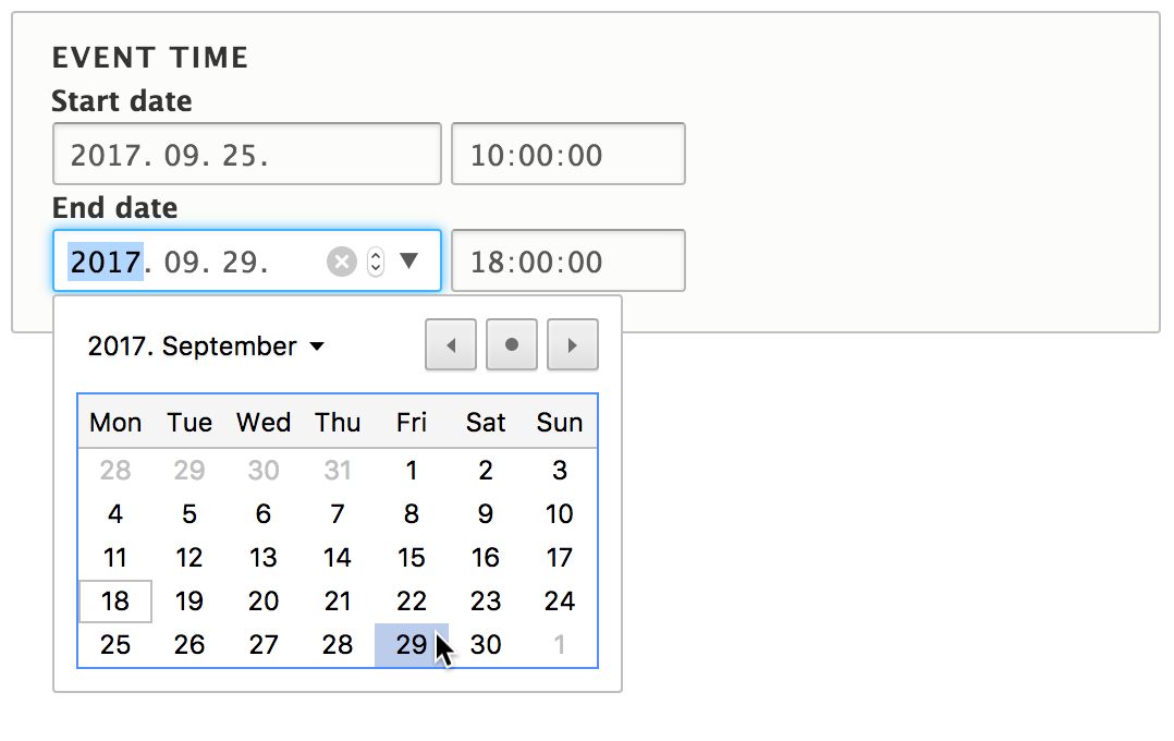 Datetime Range User Interface