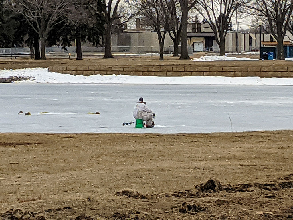 Ice fisherman on Covell Lake