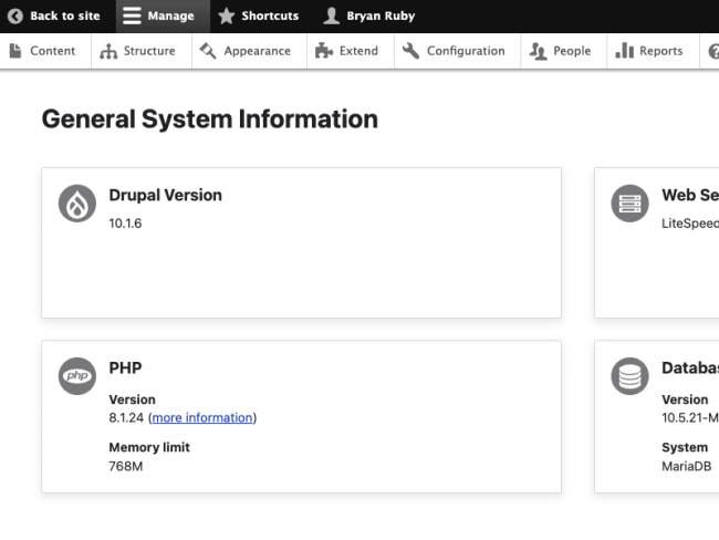 Screenshot showing Drupal 10 in use