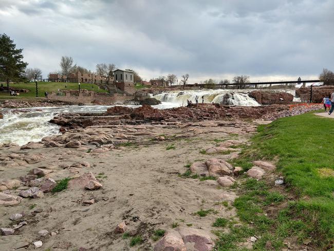 Sioux Falls Waterfall in April 2019