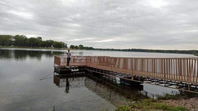Myh son fishing at Chief White Crane