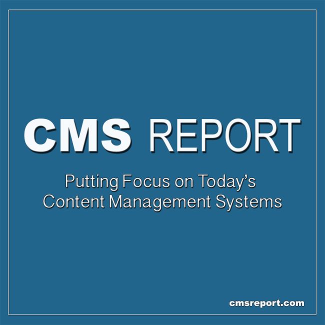 Text reads CMS Report - Putting Focus on Today's Content Management Systems