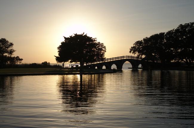 Bridge with the setting sun